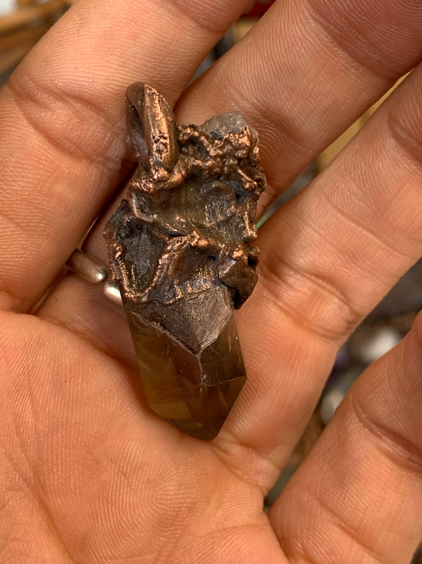 Brazilian smoky quartz and hematite included quartz