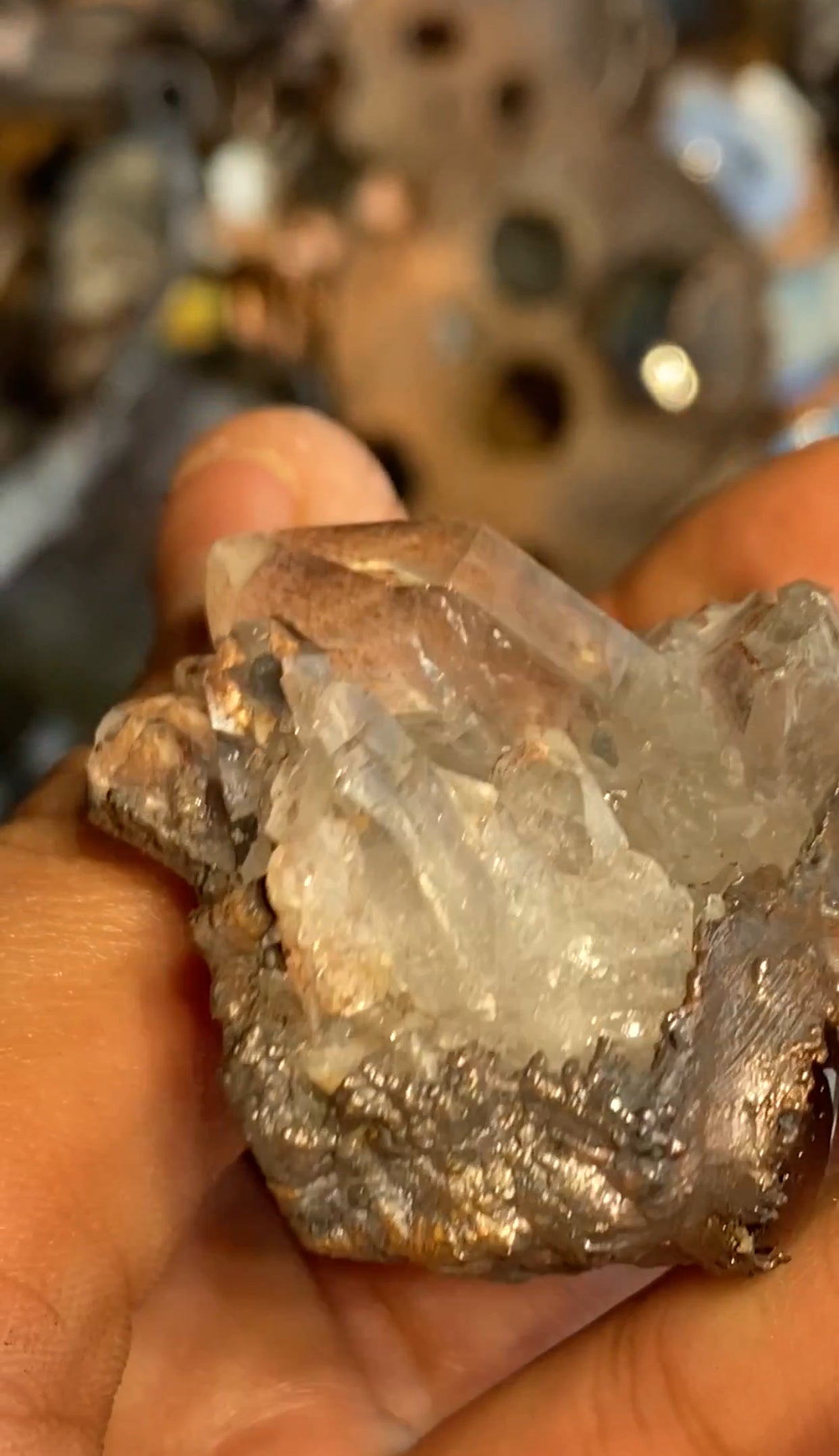 Lithium included, quartz cluster and garnets