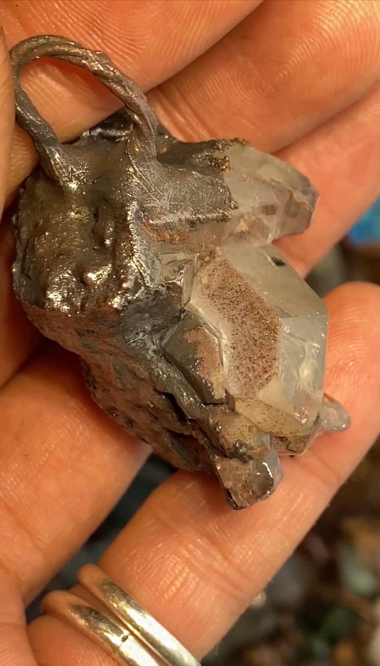 Lithium included, quartz cluster and garnets