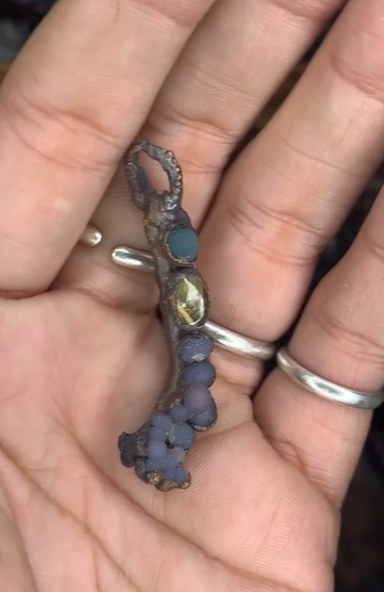 golden rutilated quartz and grape agate 