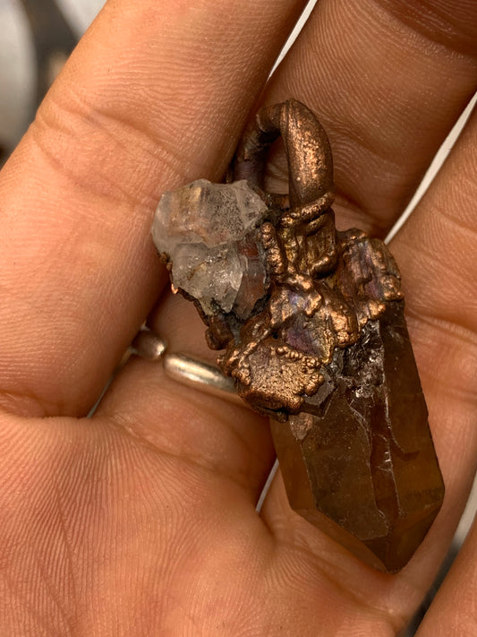 Brazilian smoky quartz and hematite included quartz