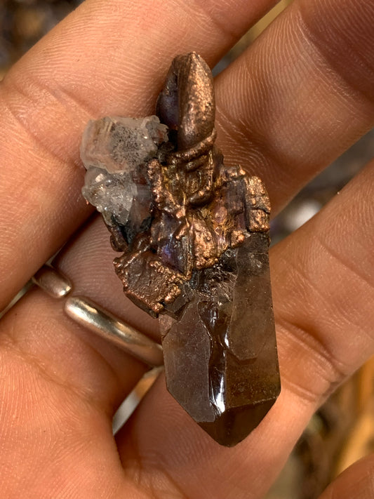 Brazilian smoky quartz and hematite included quartz