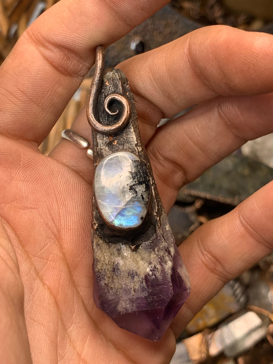 Brazilian Bahia, amethyst and moonstone