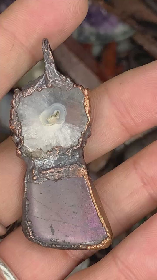 Stalactite and purple labradorite