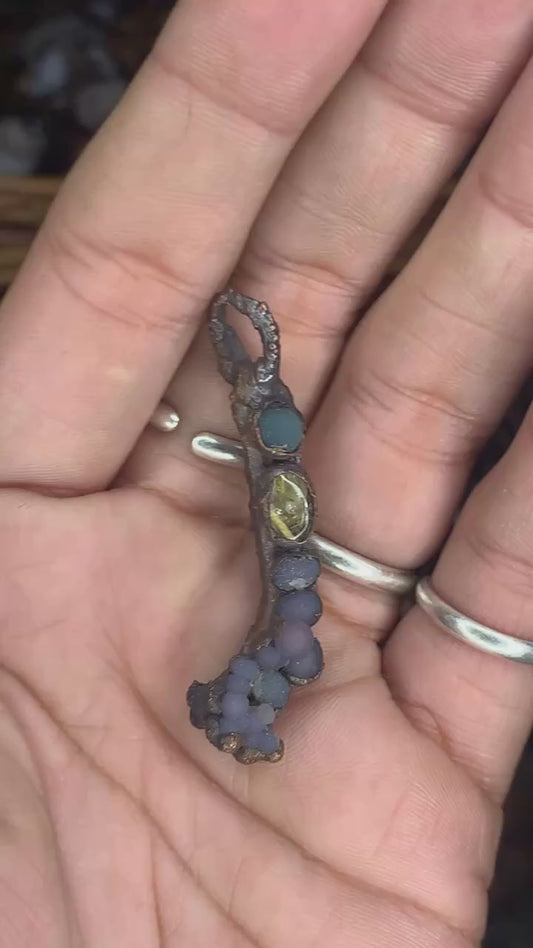 golden rutilated quartz and grape agate 